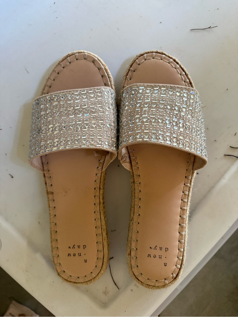 a new day Beige Glitter Slide Sandals